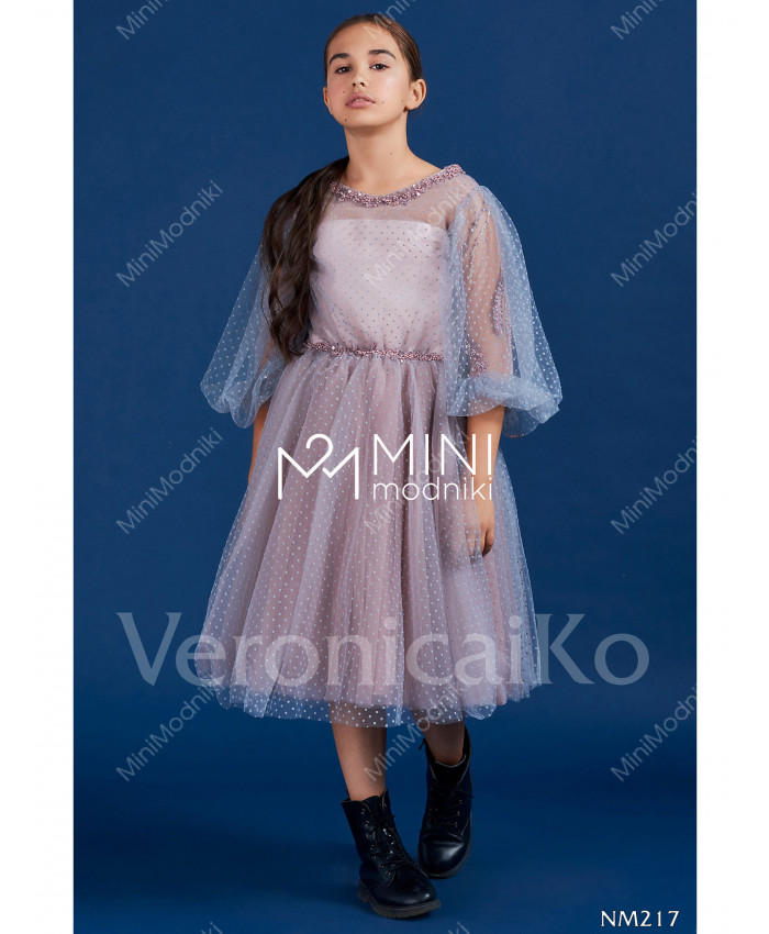 Платье короткое Серо-розовый горох от Veronicaiko - 1